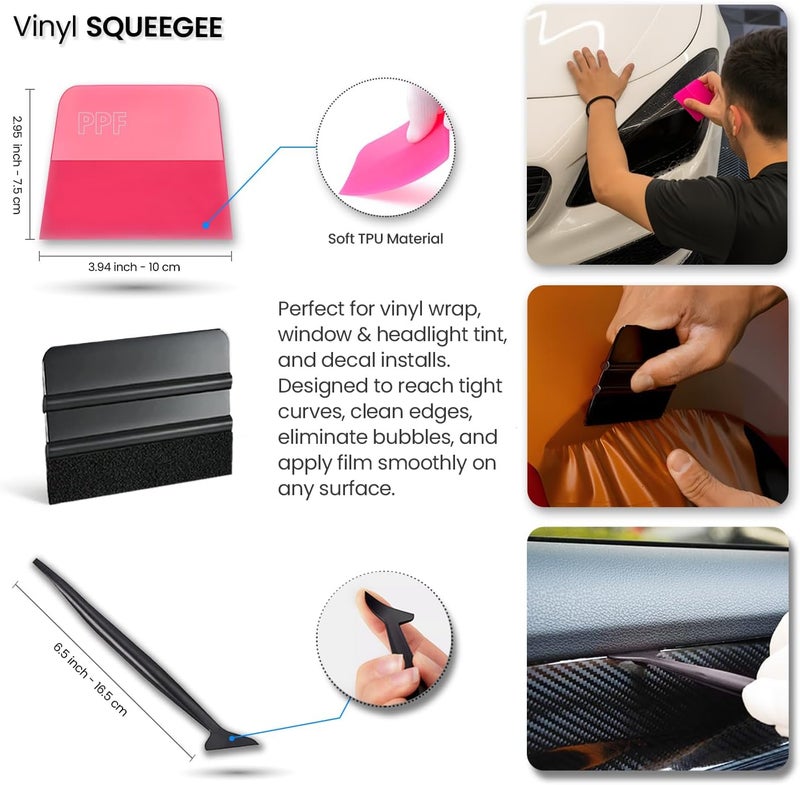 TRAYCLICKS Window Tint Tools kit Vinyl Wrap Tool for Car Tinting Windshield Back Window Squeegee Bulldozer Squeegee Scrubber Paddle Rubber for Car Wrapping PPF Film Installation Auto Tint Kit Professional - Image 5